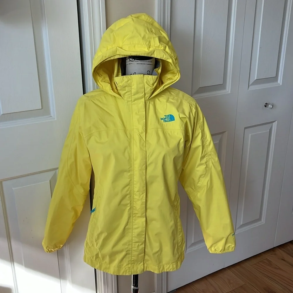 The North Face Hyvent Youth Girl Yellow Rain Jacket. Size XL 18 - Picture 3 of 15